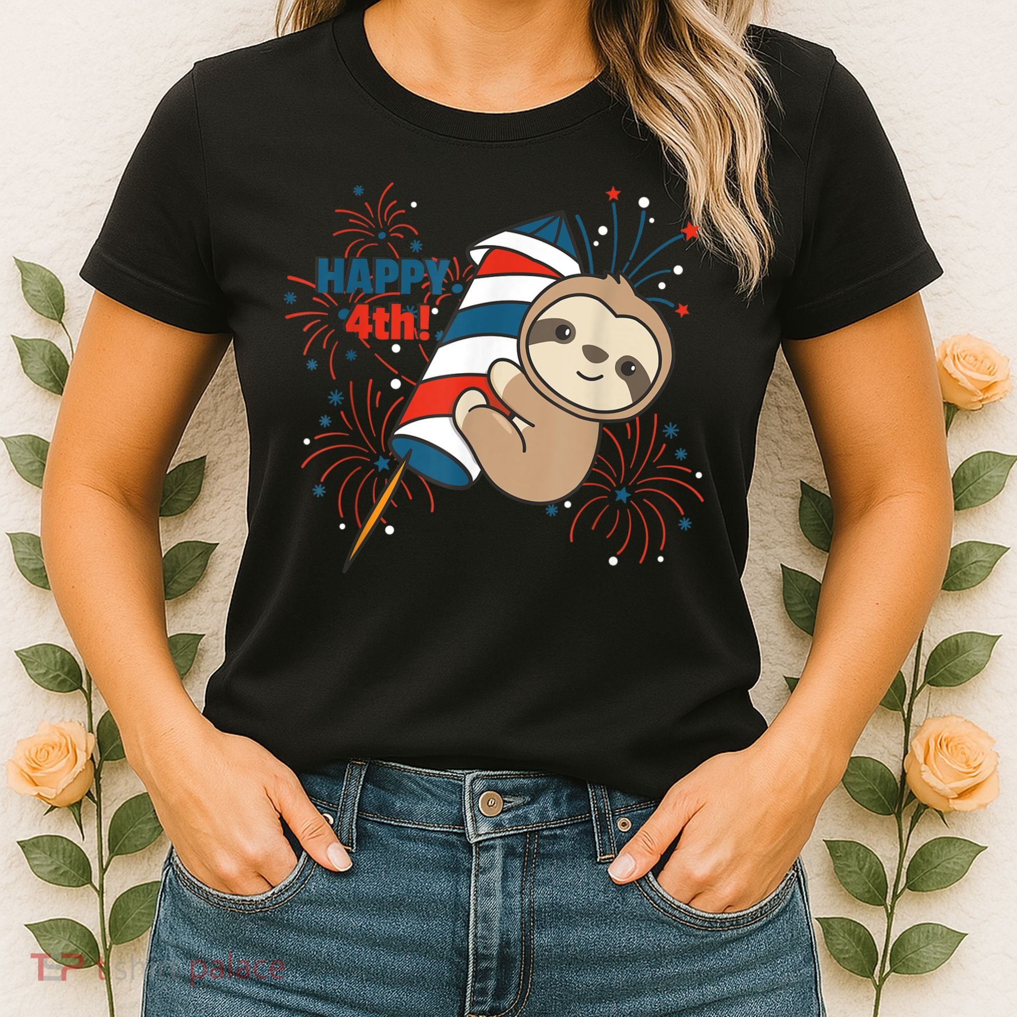 Sloth For The Fourth Of July Fireworks Kids Women's T-Shirt