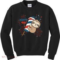 Sloth For The Fourth Of July Fireworks Kids Kids Sweatshirt thumb 0
