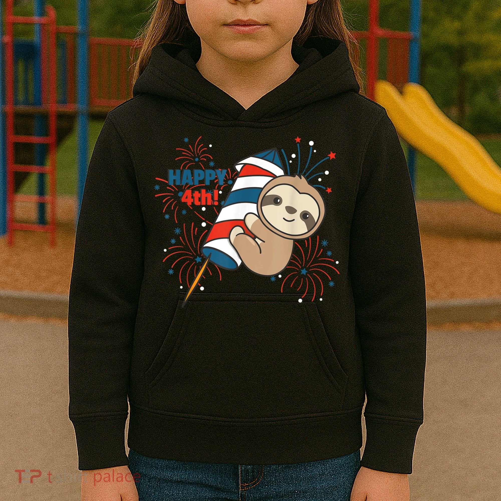 Sloth For The Fourth Of July Fireworks Kids Kids Hoodie