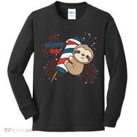 Sloth For The Fourth Of July Fireworks Kids Kids Long Sleeve Shirt thumb 0