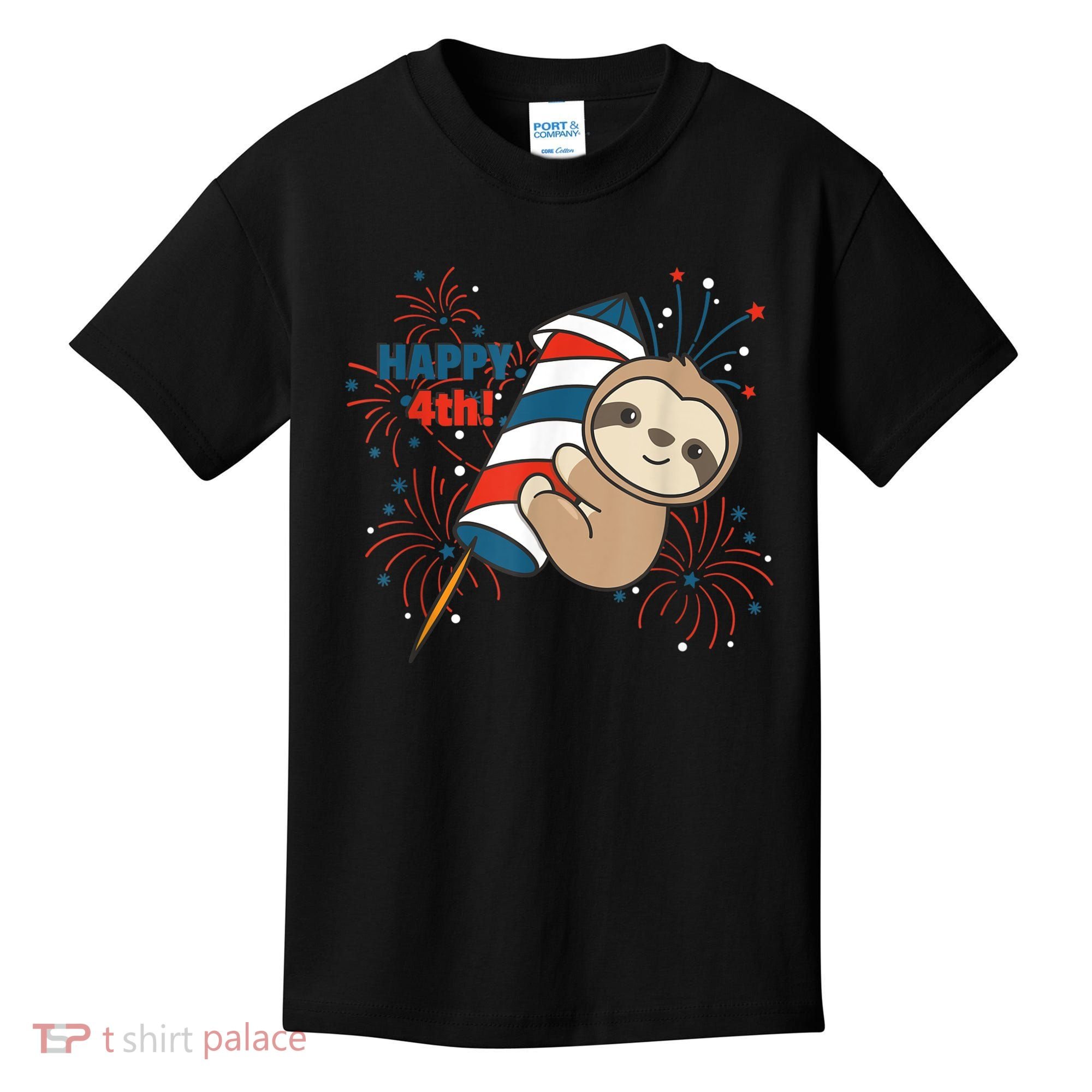 Sloth For The Fourth Of July Fireworks Kids Kids T-Shirt