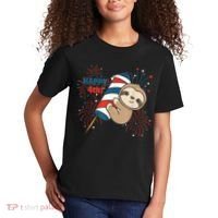Sloth For The Fourth Of July Fireworks Kids Kids T-Shirt thumb 2