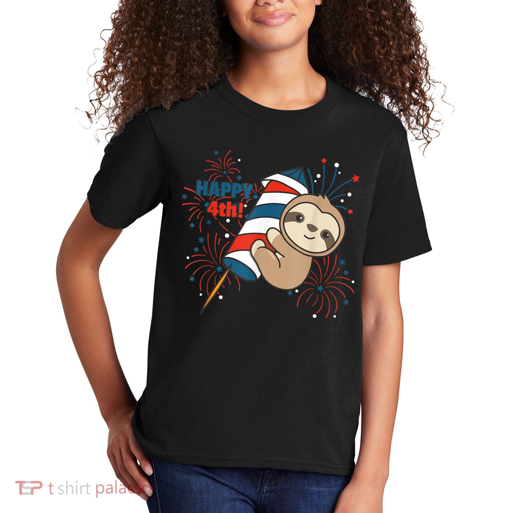 Sloth For The Fourth Of July Fireworks Kids Kids T-Shirt
