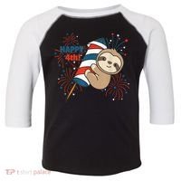 Sloth For The Fourth Of July Fireworks Kids Toddler Fine Jersey T-Shirt thumb 0