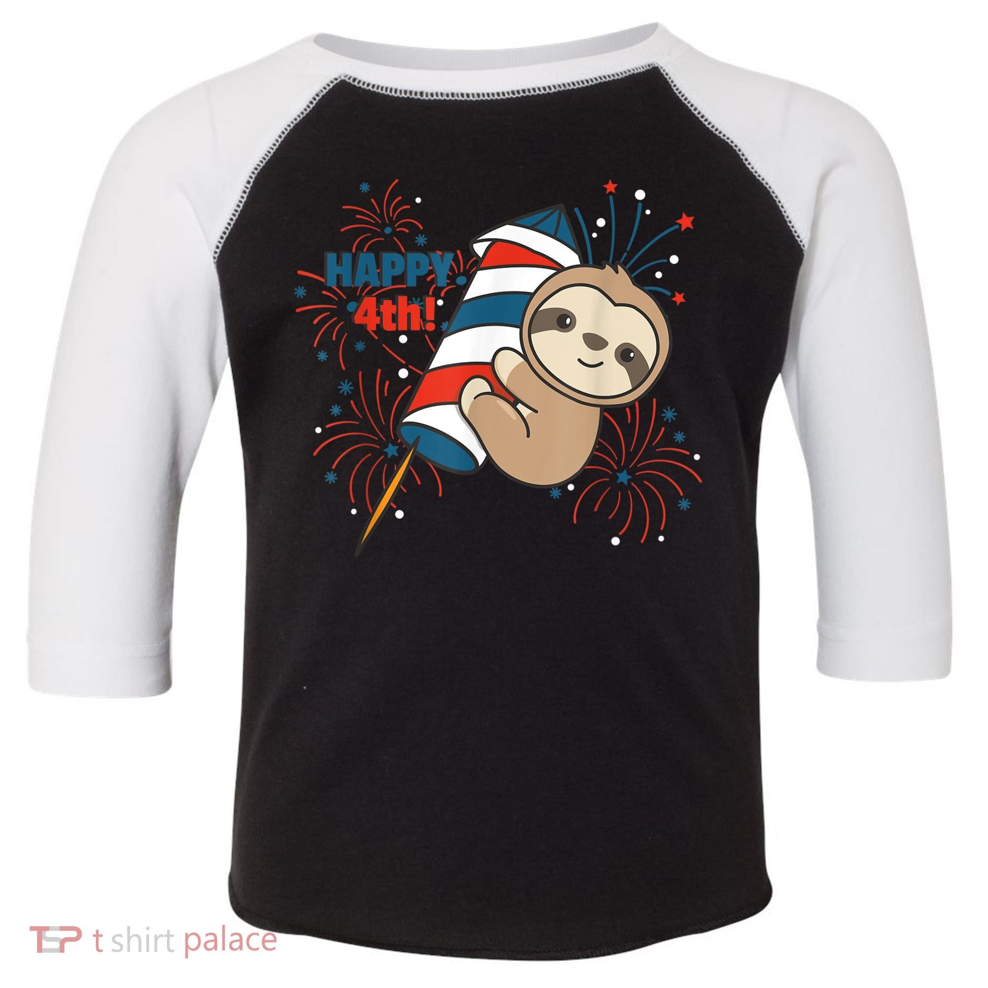 Sloth For The Fourth Of July Fireworks Kids Toddler Fine Jersey T-Shirt