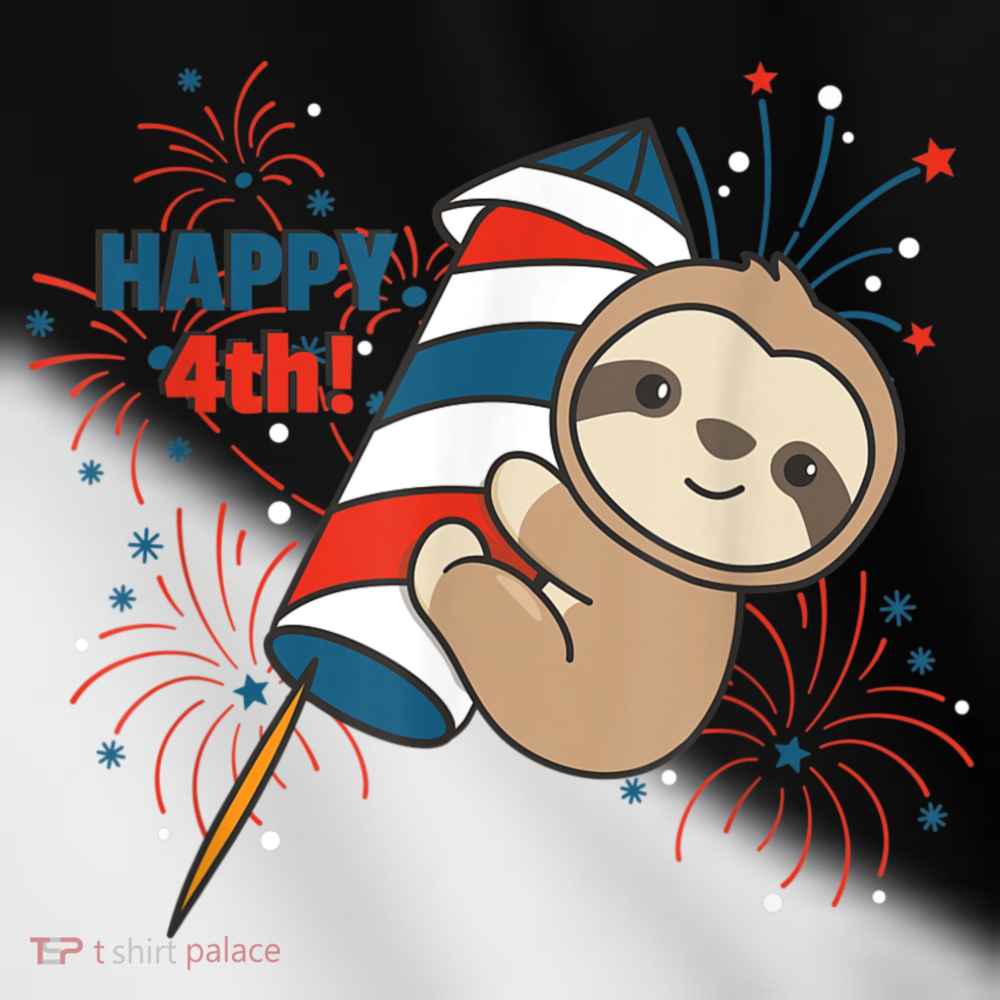 Sloth For The Fourth Of July Fireworks Kids Toddler Fine Jersey T-Shirt