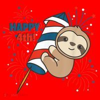 Sloth For The Fourth Of July Fireworks Kids Santa Hat thumb 1