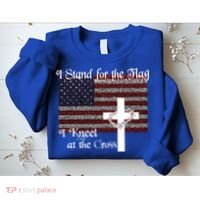 Stand For The Flag I Kneel At The Cross Patriotic Christian Gift Sweatshirt thumb 2