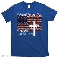 Stand For The Flag I Kneel At The Cross Patriotic Christian Gift T-Shirt thumb 0