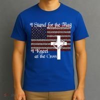 Stand For The Flag I Kneel At The Cross Patriotic Christian Gift T-Shirt thumb 3