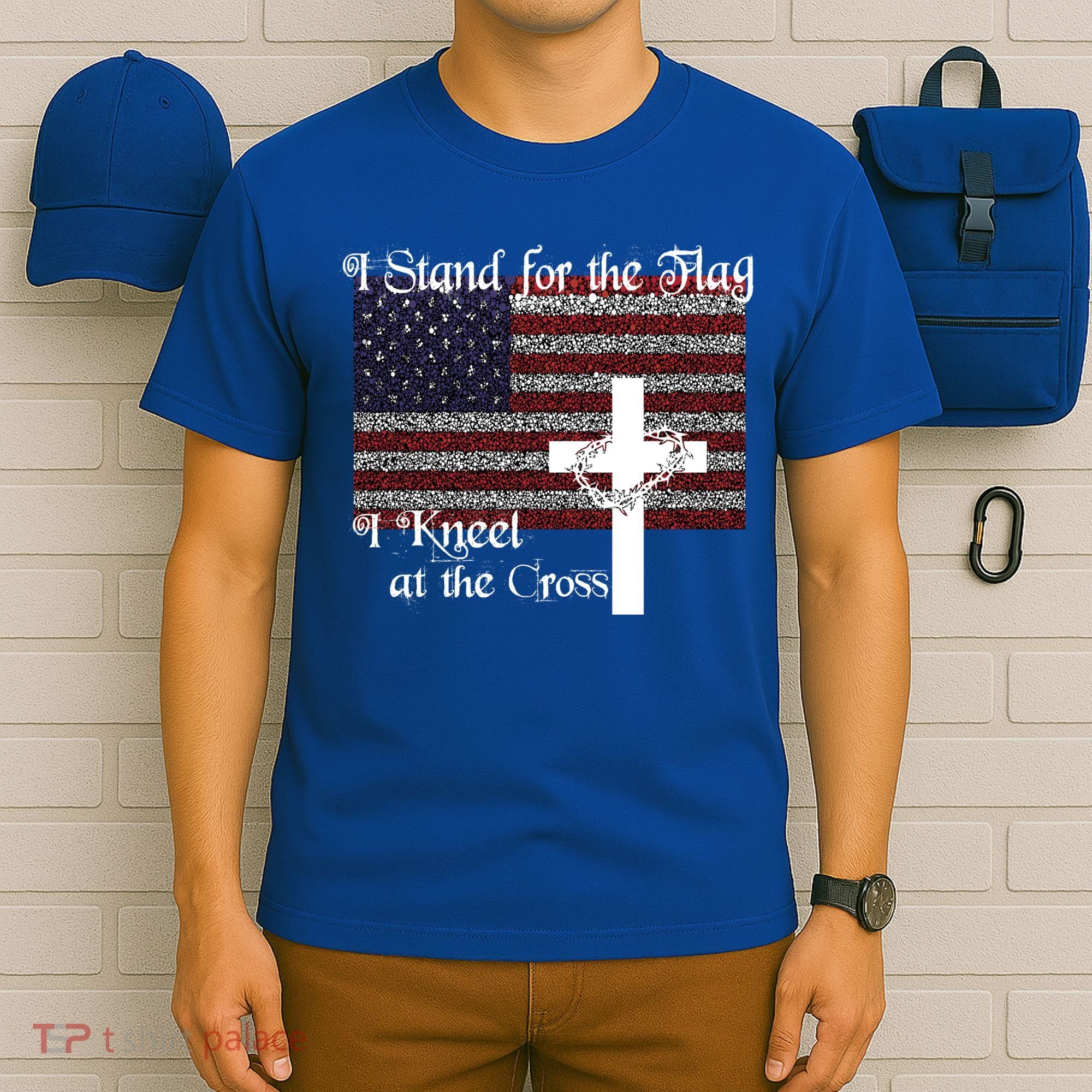 Stand For The Flag I Kneel At The Cross Patriotic Christian Gift T-Shirt