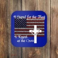Stand For The Flag I Kneel At The Cross Patriotic Christian Gift Coaster thumb 0
