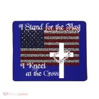 Stand For The Flag I Kneel At The Cross Patriotic Christian Gift Mousepad thumb 0