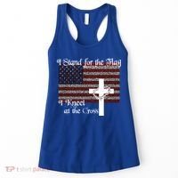 Stand For The Flag I Kneel At The Cross Patriotic Christian Gift Women's Tank Top thumb 0