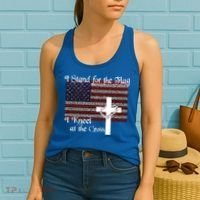 Stand For The Flag I Kneel At The Cross Patriotic Christian Gift Women's Tank Top thumb 2