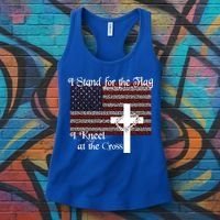 Stand For The Flag I Kneel At The Cross Patriotic Christian Gift Women's Tank Top thumb 3