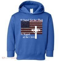 Stand For The Flag I Kneel At The Cross Patriotic Christian Gift Toddler Hoodie thumb 0