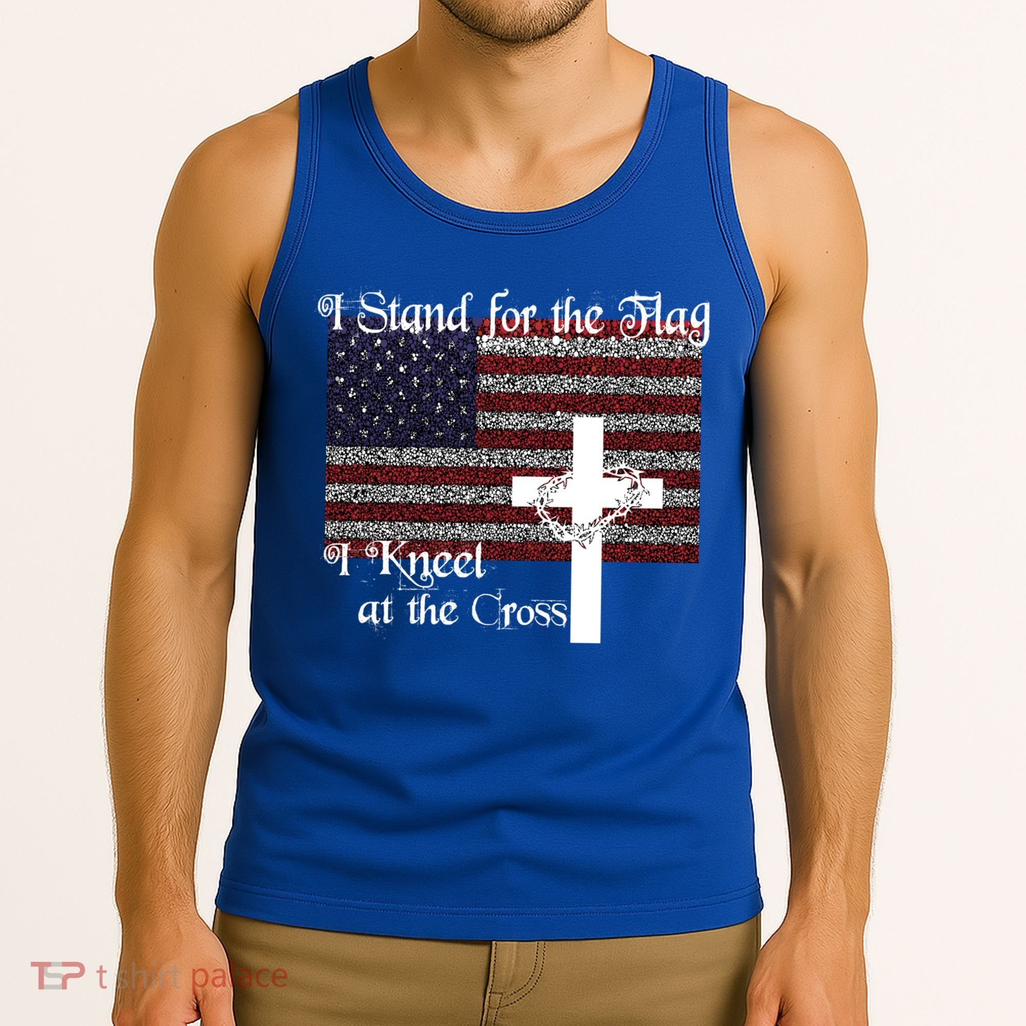 Stand For The Flag I Kneel At The Cross Patriotic Christian Gift Tank Top