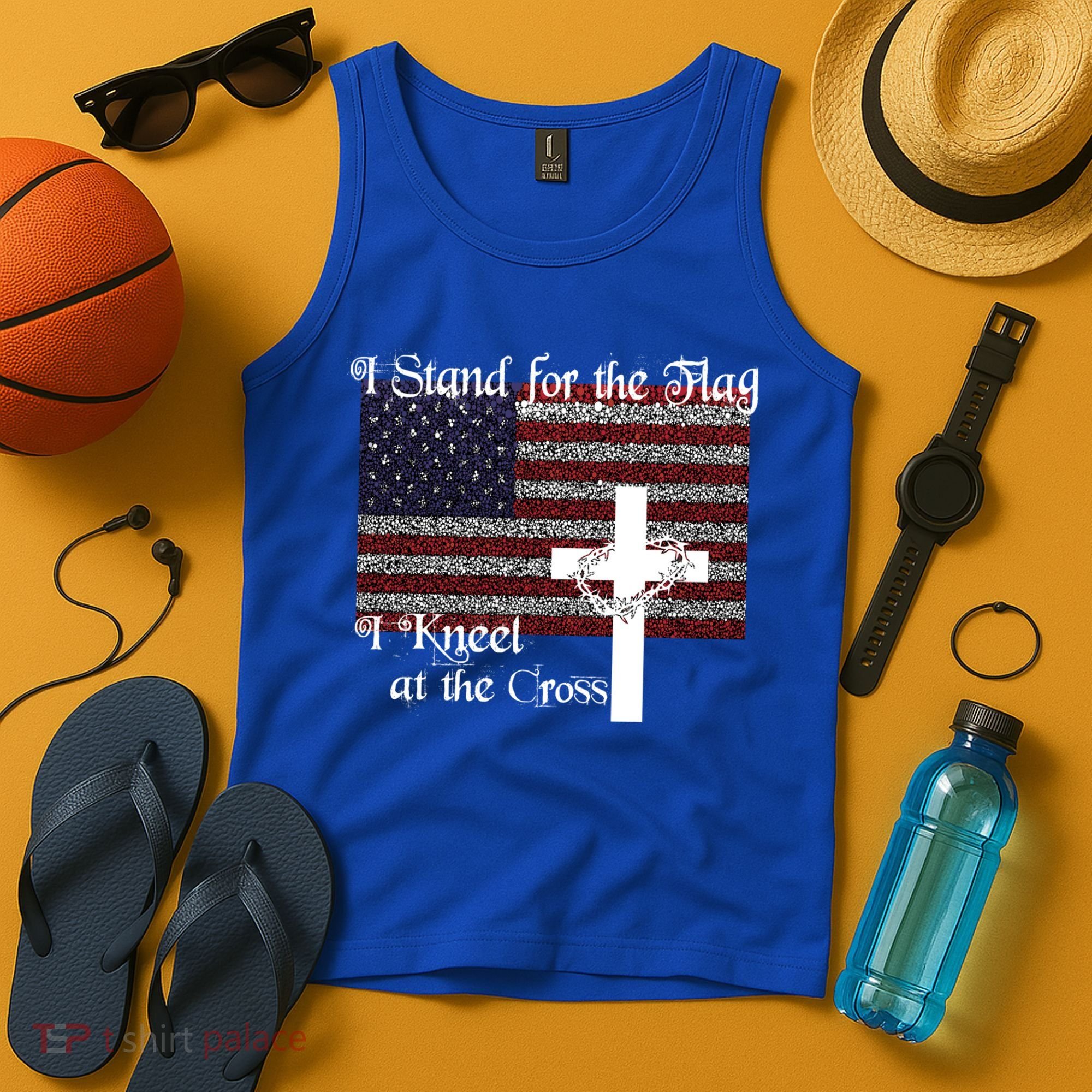 Stand For The Flag I Kneel At The Cross Patriotic Christian Gift Tank Top