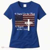 Stand For The Flag I Kneel At The Cross Patriotic Christian Gift Women's T-Shirt thumb 0