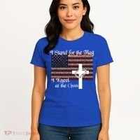 Stand For The Flag I Kneel At The Cross Patriotic Christian Gift Women's T-Shirt thumb 4