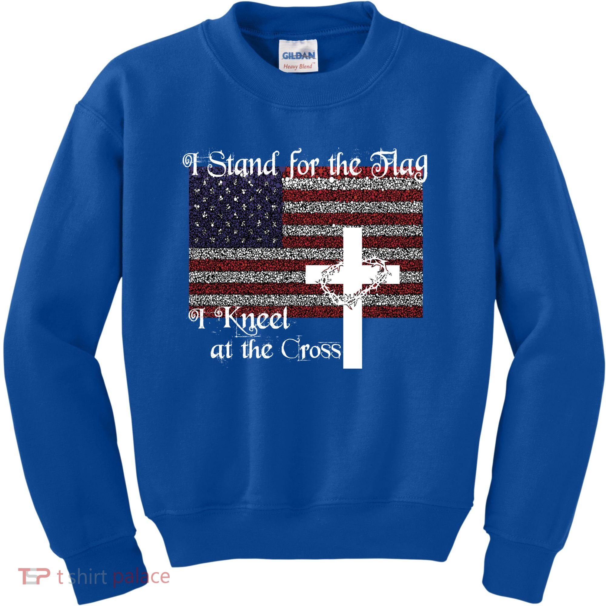 Stand For The Flag I Kneel At The Cross Patriotic Christian Gift Kids Sweatshirt