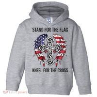 Stand For The Flag Kneel For The Cross Toddler Hoodie thumb 0