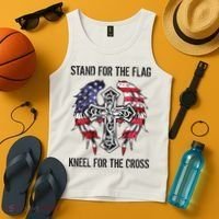 Stand For The Flag Kneel For The Cross Tank Top thumb 4