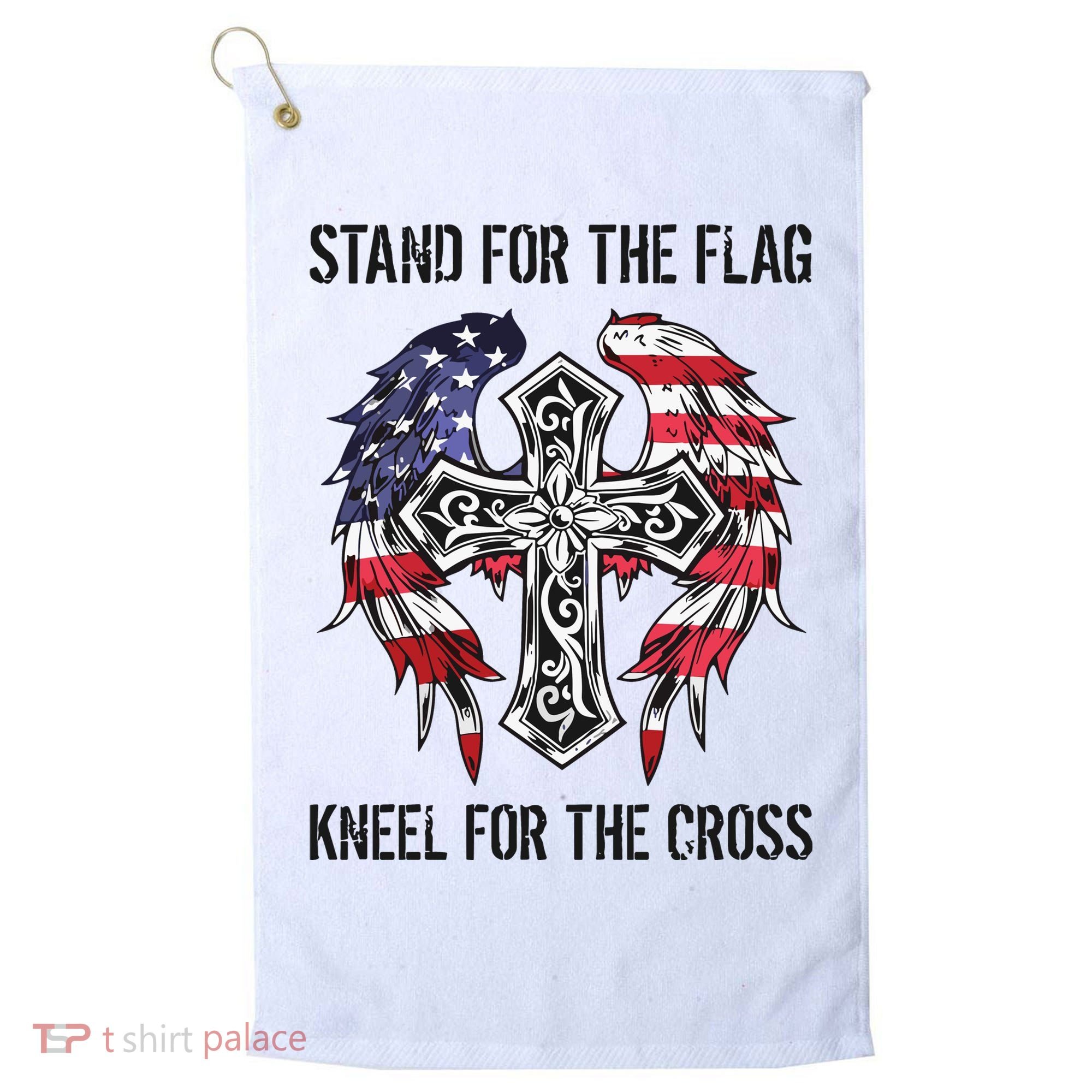Stand For The Flag Kneel For The Cross Golf Towel