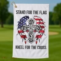 Stand For The Flag Kneel For The Cross Golf Towel thumb 1