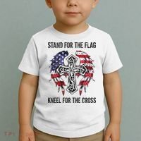 Stand For The Flag Kneel For The Cross Toddler T-Shirt thumb 2