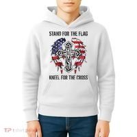 Stand For The Flag Kneel For The Cross Kids Hoodie thumb 4