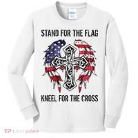 Stand For The Flag Kneel For The Cross Kids Long Sleeve Shirt thumb 0