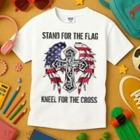 Stand For The Flag Kneel For The Cross Kids T-Shirt thumb 3