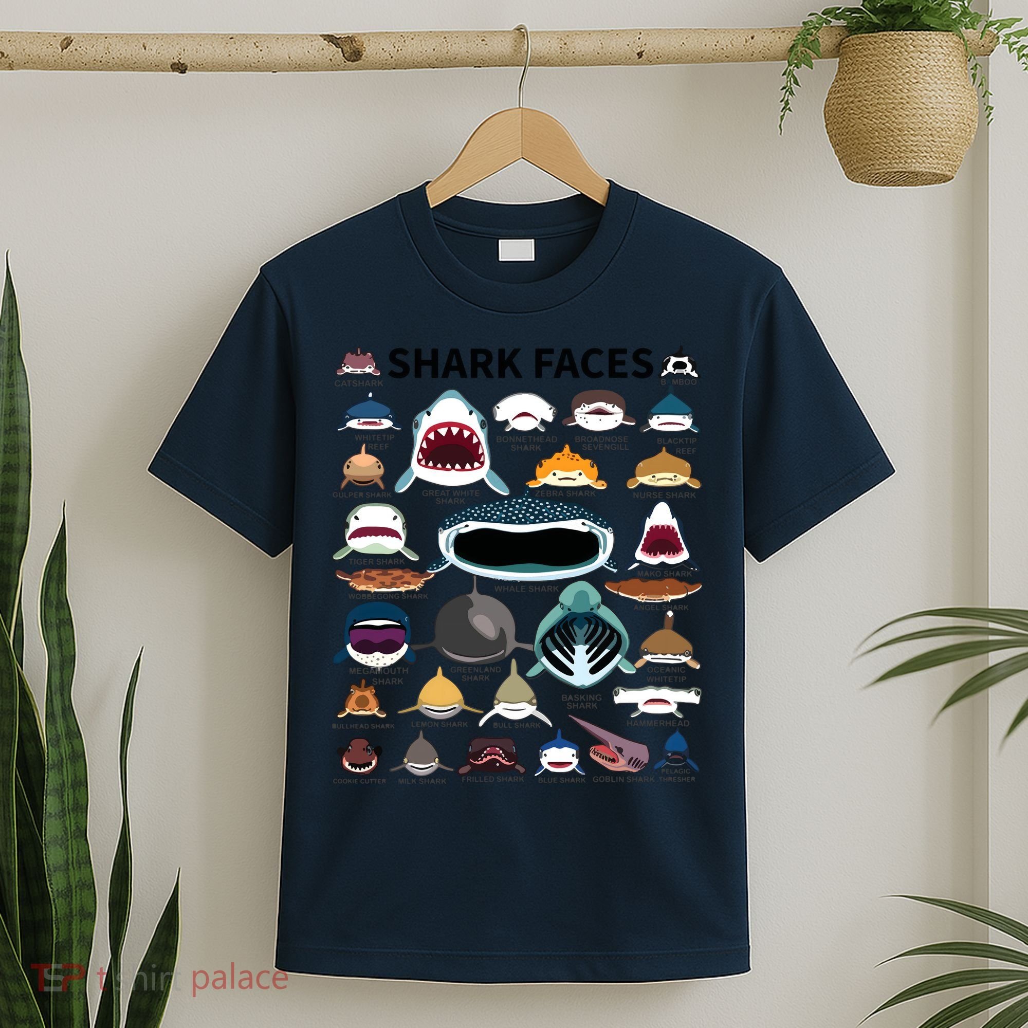 Shark Faces Type Of Shark Shark Faces Of All Kinds T-Shirt