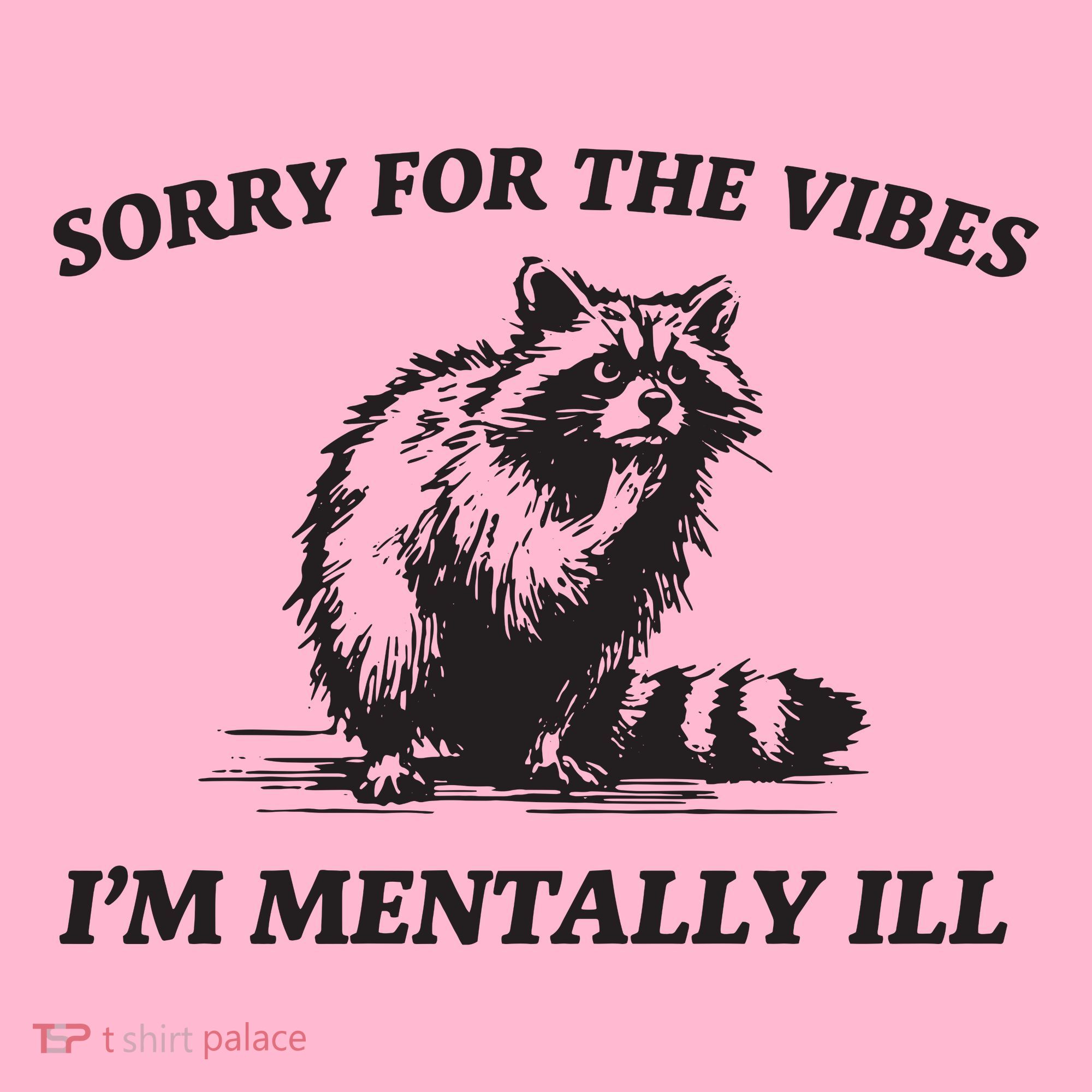 Sorry For The Vibes IM Mentally Ill Funny Raccoon Meme Coaster