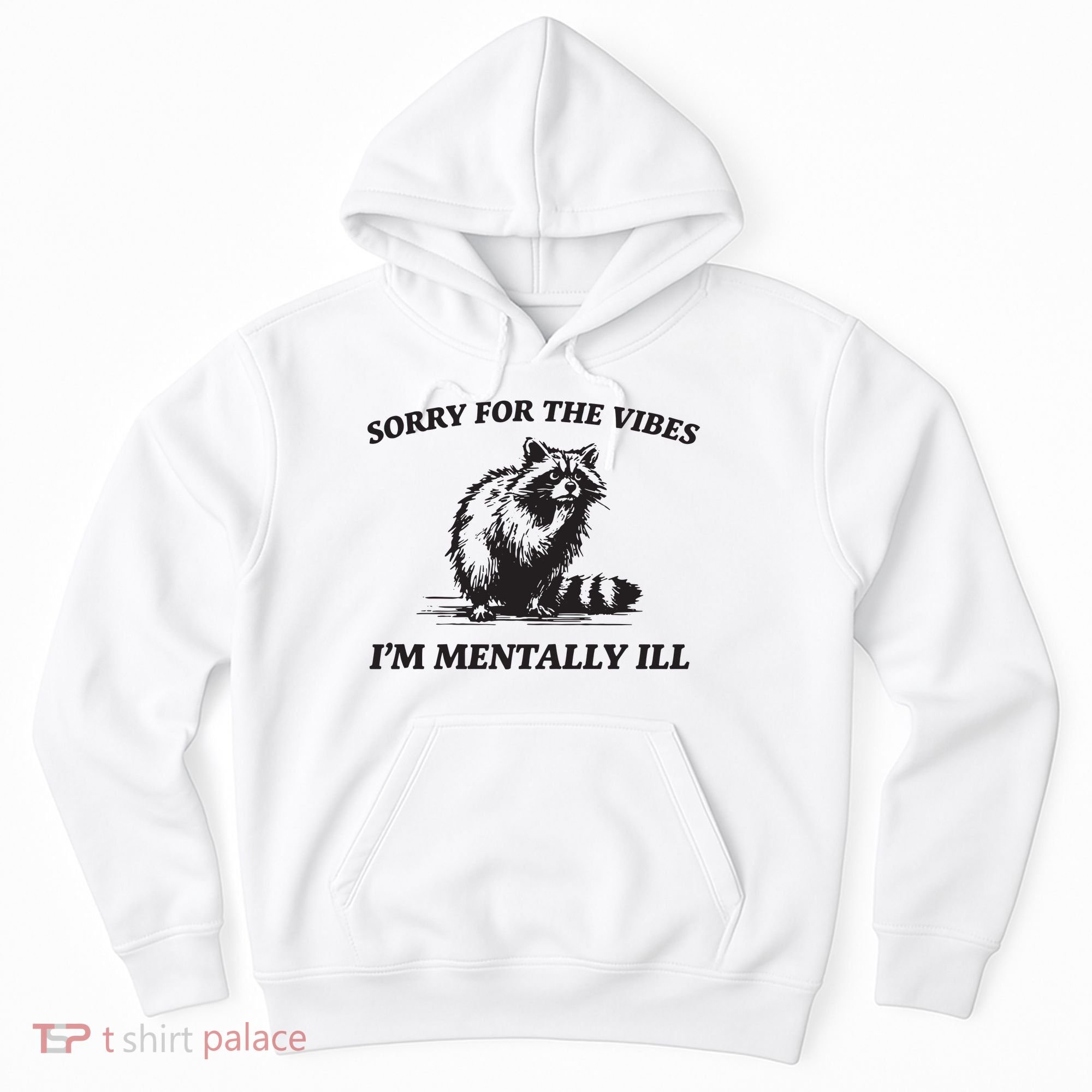 Sorry For The Vibes IM Mentally Ill Funny Raccoon Meme Hoodie