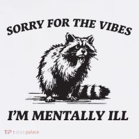 Sorry For The Vibes IM Mentally Ill Funny Raccoon Meme Kids Sweatshirt thumb 2