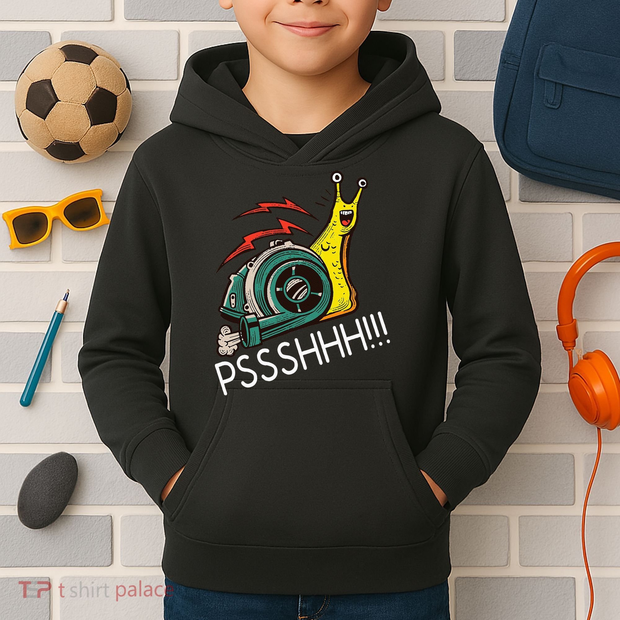 Snail Funny Turbo Boost Racing Pshh Kids Hoodie