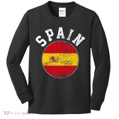Spain Flag Vintage Kids Long Sleeve Shirt