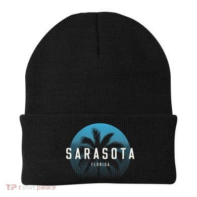 Sarasota Fl Vintage Palm Tree Beach Design Beanie