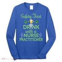 Safety First With A Nurse Practitioner Nursing Pun Gift Long Sleeve Shirt thumb 0