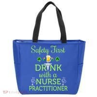 Safety First With A Nurse Practitioner Nursing Pun Gift Tote Bag thumb 0