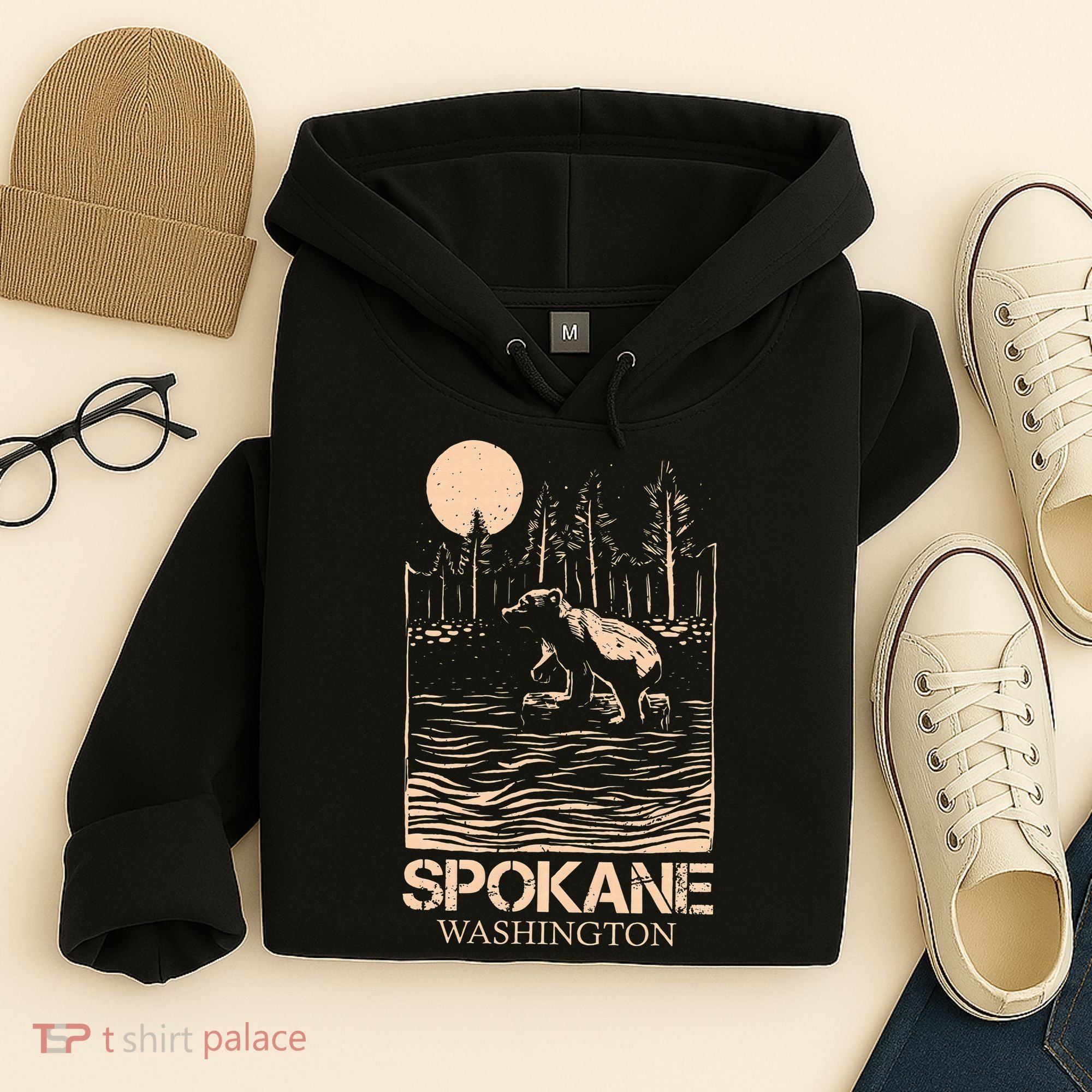Spokane Falls Washington Waterfall River Hoodie