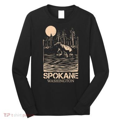 Spokane Falls Washington Waterfall River Long Sleeve Shirt