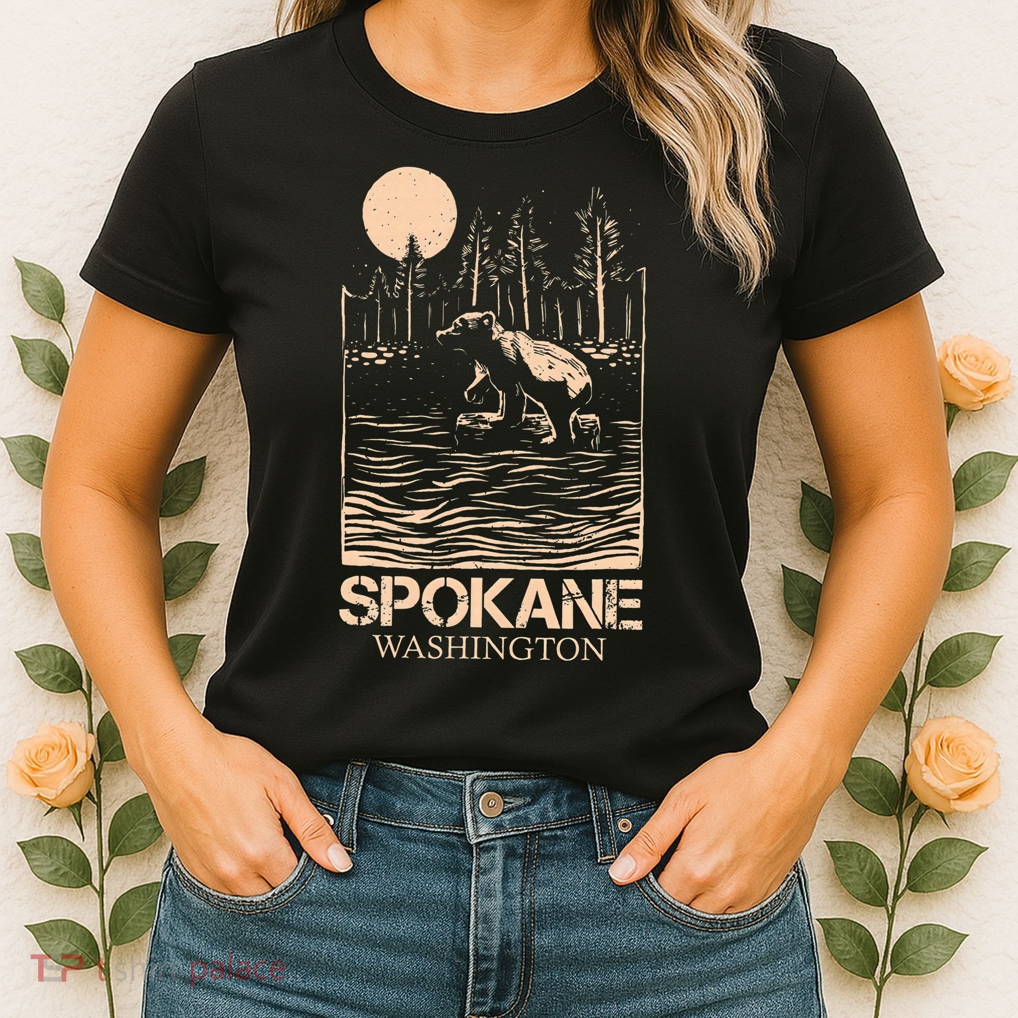 Spokane Falls Washington Waterfall River Women's T-Shirt