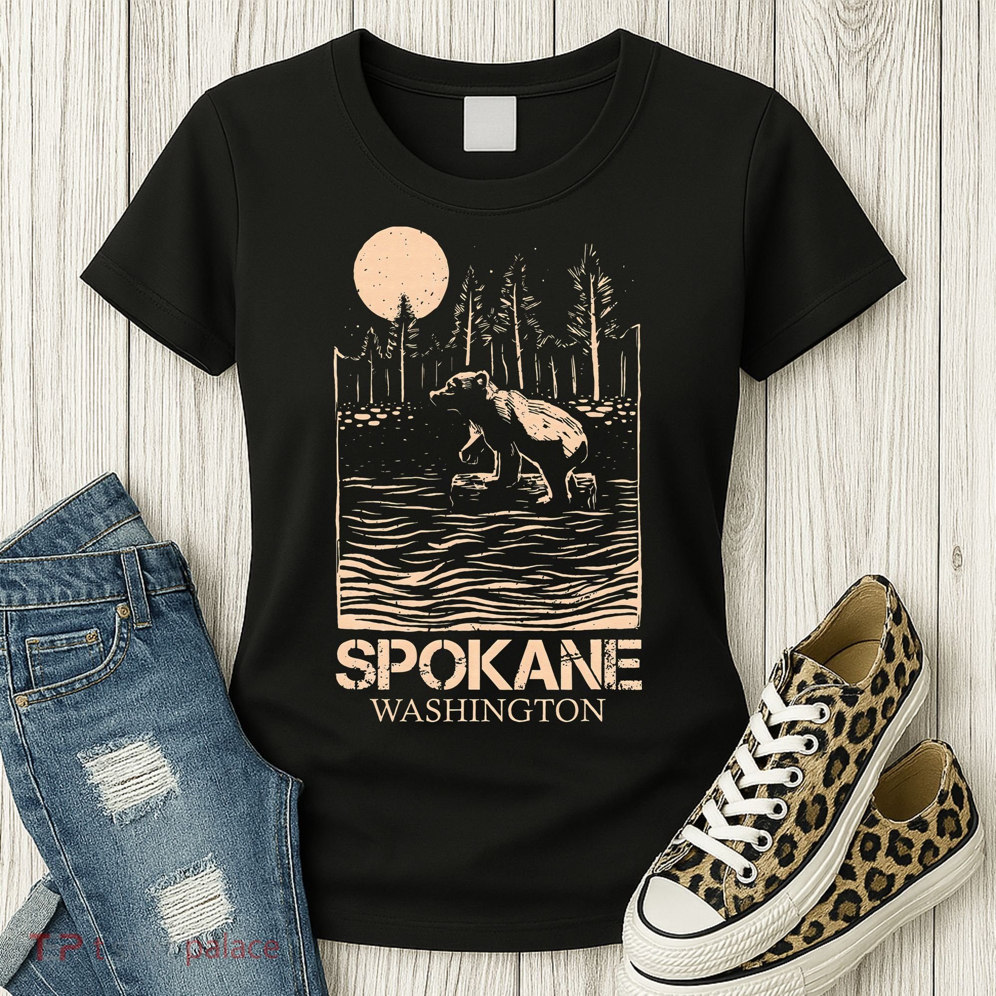 Spokane Falls Washington Waterfall River Women's T-Shirt