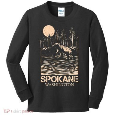Spokane Falls Washington Waterfall River Kids Long Sleeve Shirt
