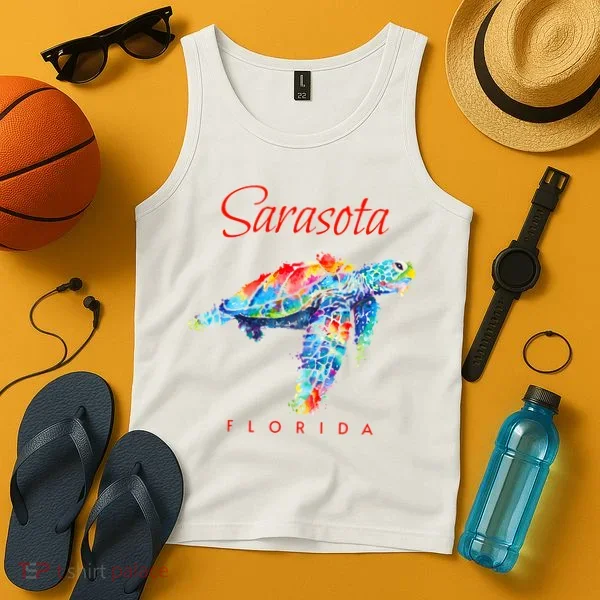 Sarasota Florida Watercolor Sea Turtle Tank Top
