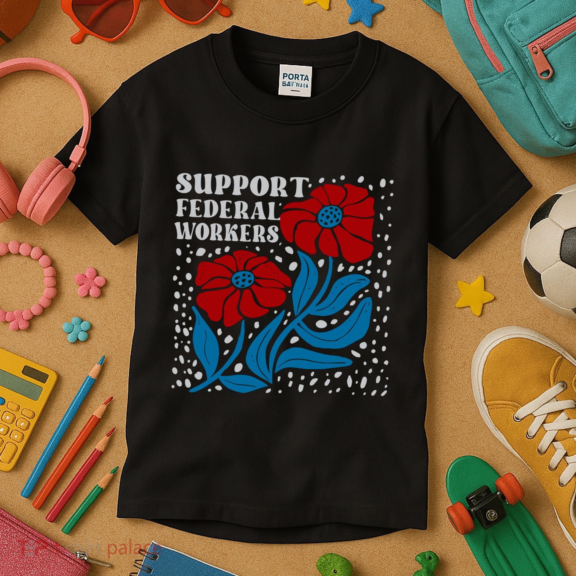 Support Federal Workers  Anti Trump . Kids T-Shirt